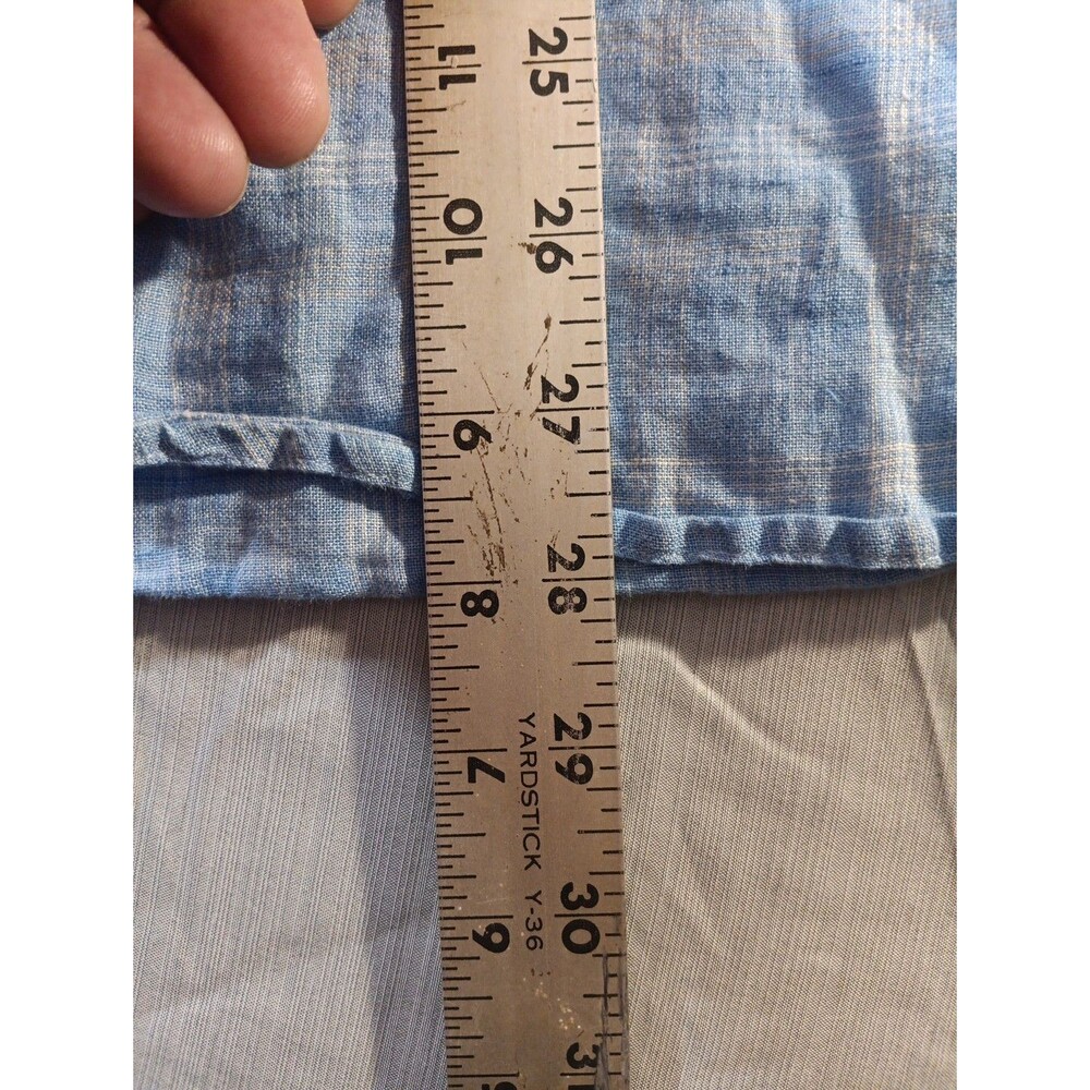 Peter Millar 100% Linen Shirt Men's XL Blue Gray Plaid Long Sleeve Button-Up - Picture 2 of 4